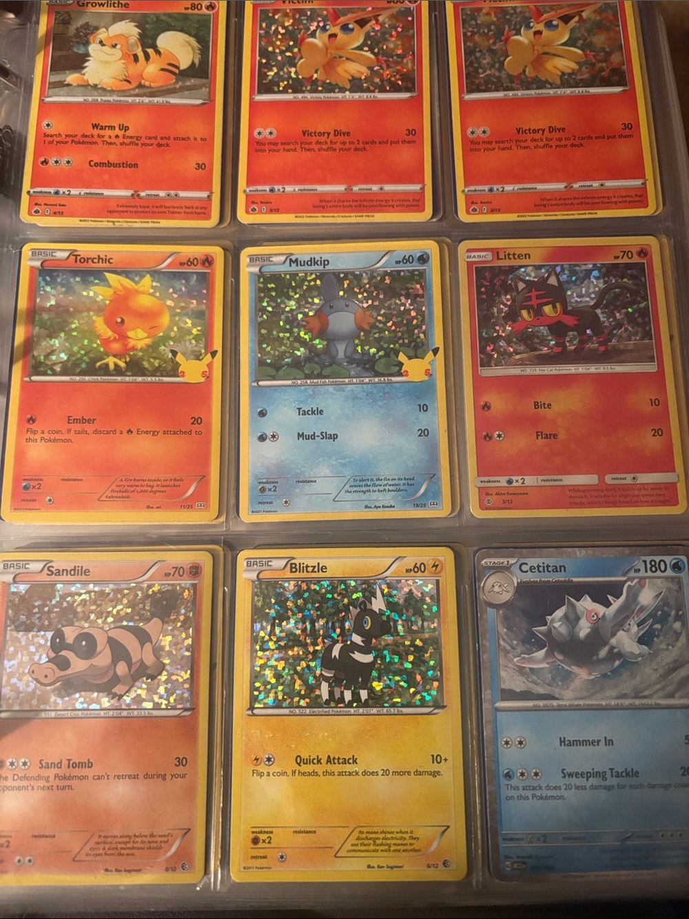 Pokemon Holographic Trading Card Lot - Red, Yellow, Blue, Orange, Black